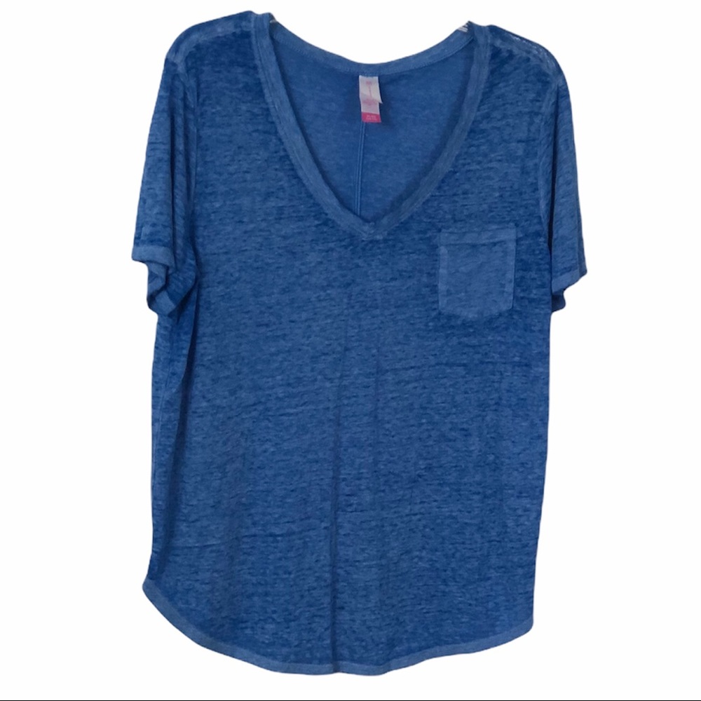 No Boundaries women’s blue V-neck line short sleeve top size XL 15–17 - Picture 7 of 8